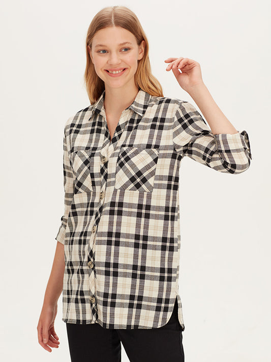 Plaid Long Sleeve Women's Shirt Tunic