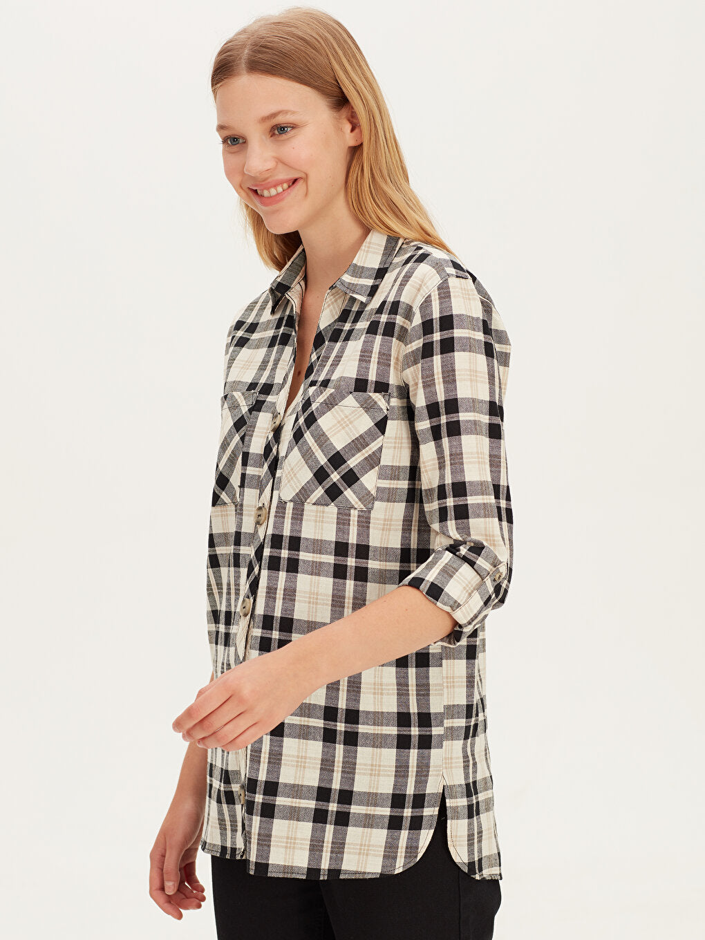 Plaid Long Sleeve Women's Shirt Tunic