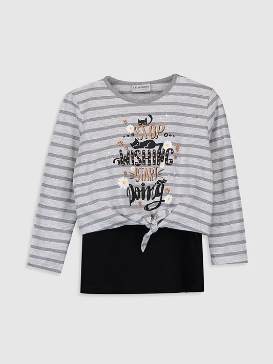 Crew Neck Long Sleeve Girls' T-Shirt