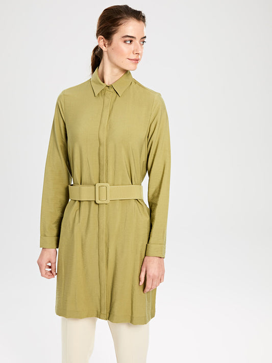 Belted Viscose Long Sleeve Women's Tunic