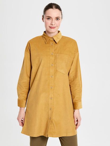 Collar Detailed Long Sleeve Cotton Women's Tunic