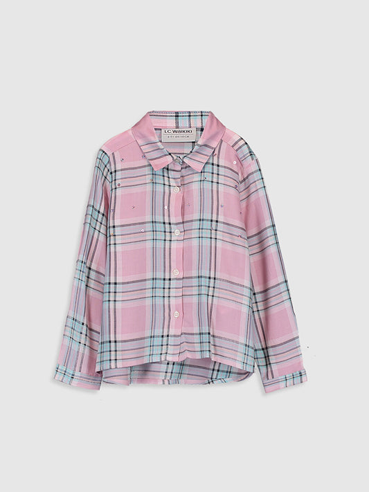 Plaid Long Sleeve Viscose Girls' Shirt