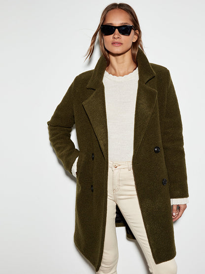 Collared Thick Long Sleeve Women's Cashmere Coat