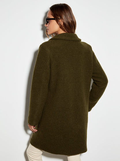 Collared Thick Long Sleeve Women's Cashmere Coat