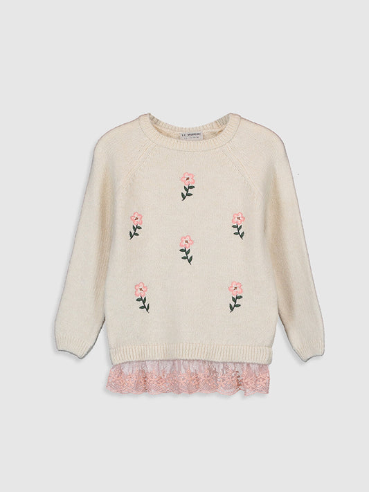 Crew Neck Girl's Sweater