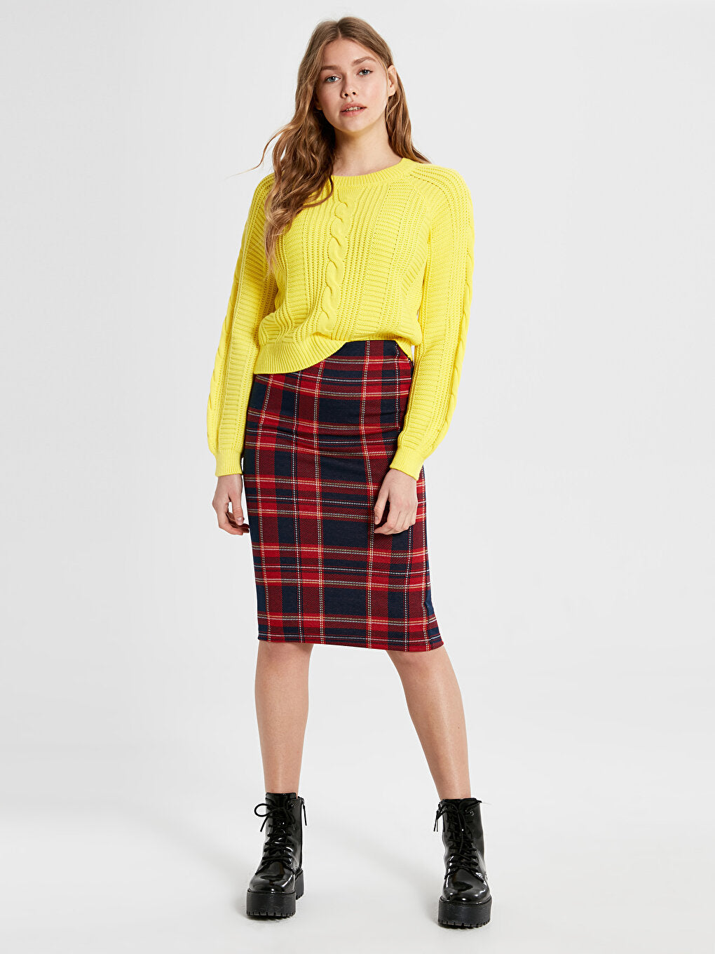 Plaid Flexible Women's Pencil Skirt