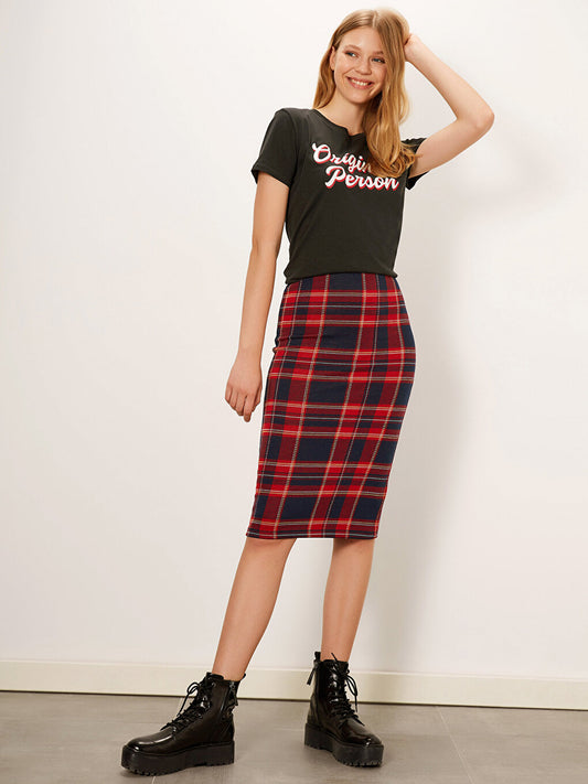 Plaid Flexible Women's Pencil Skirt