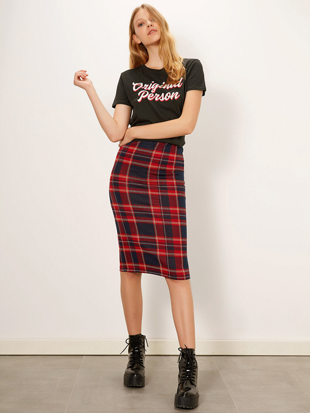 Plaid Flexible Women's Pencil Skirt