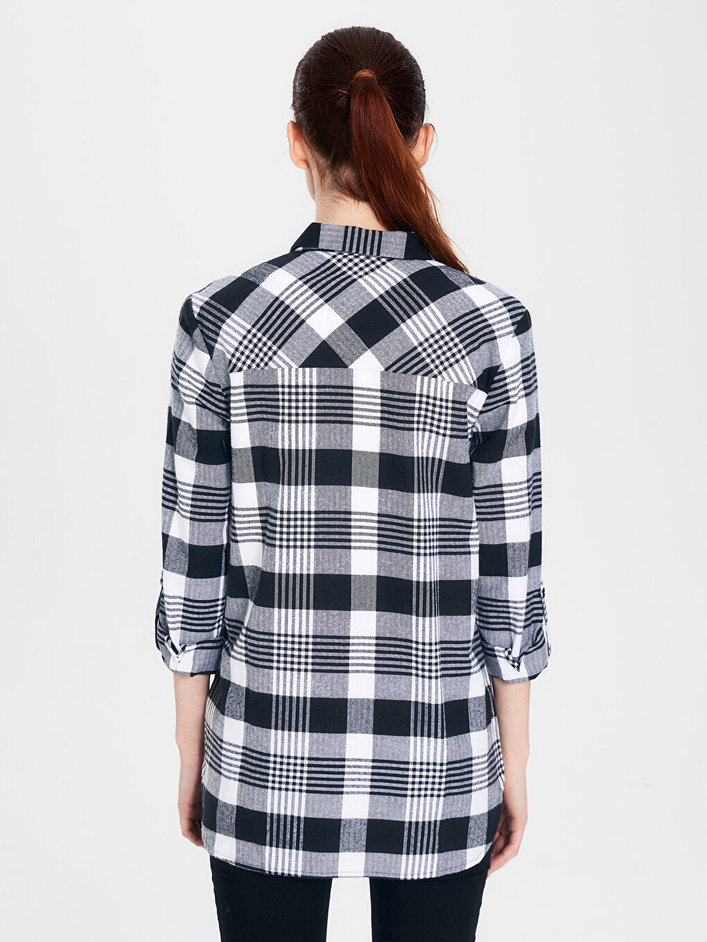 Plaid Long Sleeve Poplin Women's Shirt Mother Daughter Combination