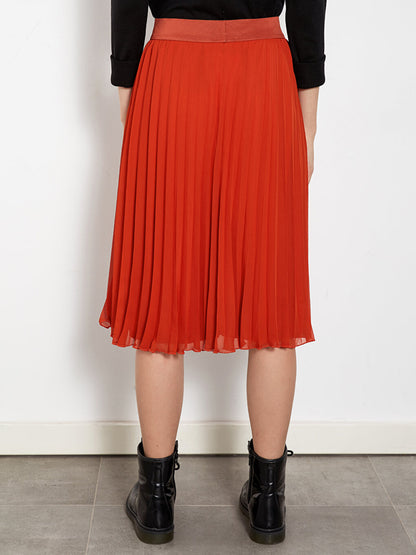 Women's Pleated Skirt with Elastic Waist