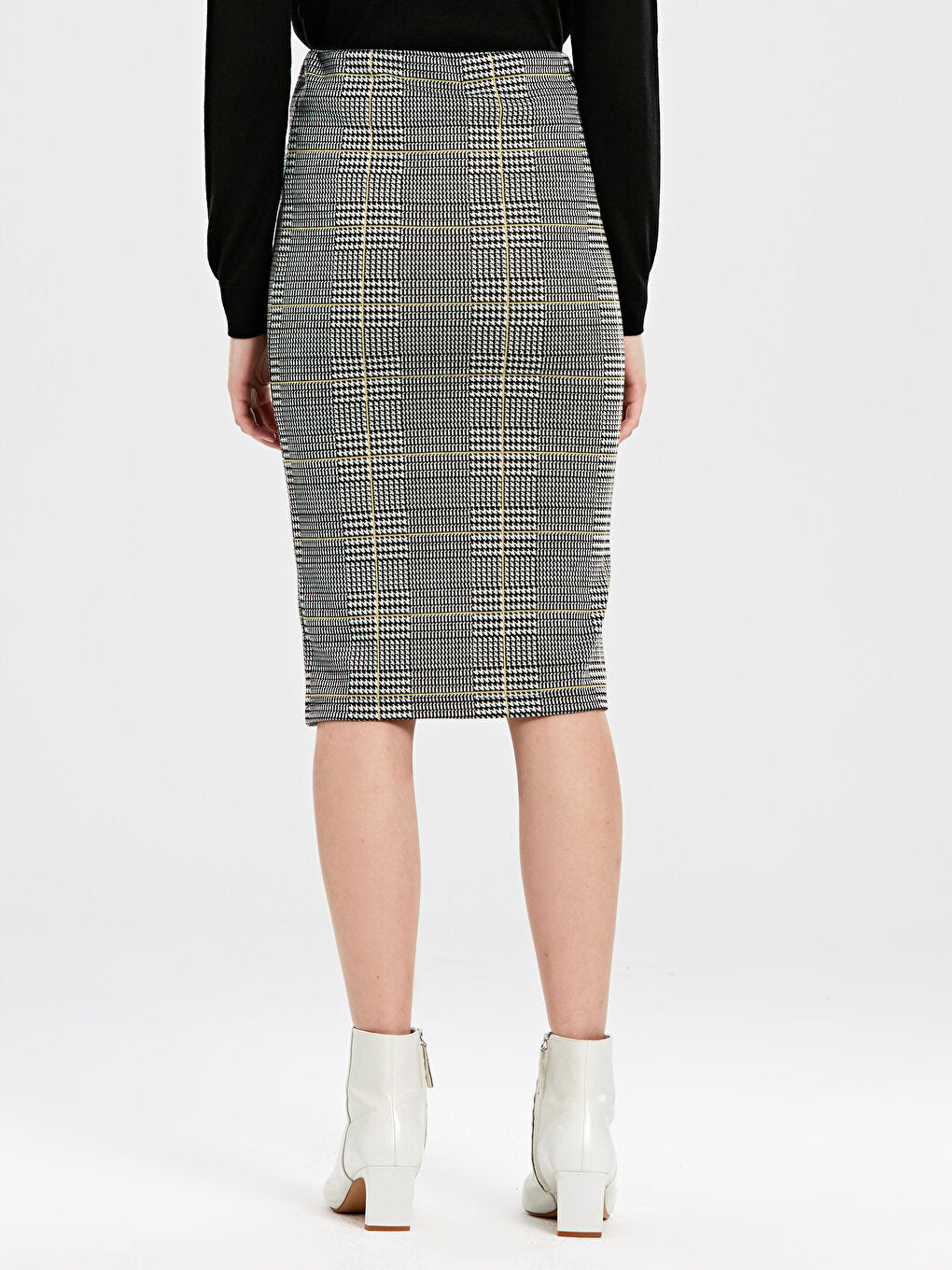 Houndstooth Patterned Women's Pencil Skirt