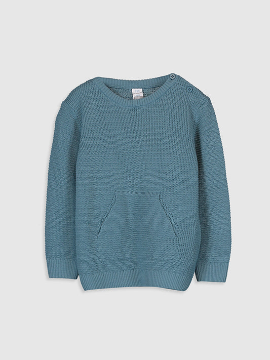 Crew Neck Long Sleeve Basic Baby Boy Knitwear Sweater