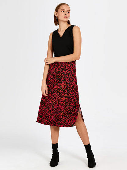 Patterned Viscose Flared Women's Skirt