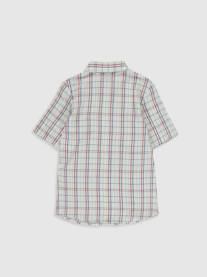 Plaid Patterned Short Sleeve Girl's Shirt