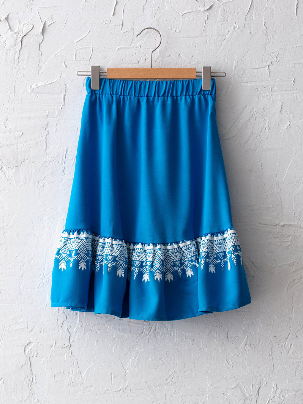 Printed Viscose Girl's Skirt with Elastic Waist