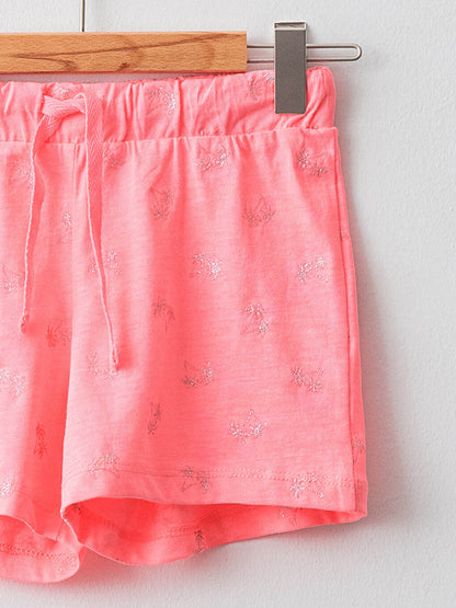 Printed Girls' Shorts with Elastic Waist