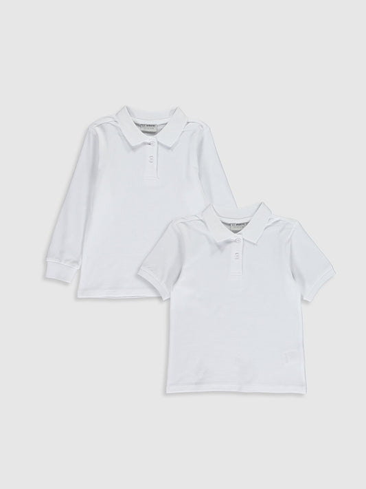 Girl's Polo Neck Basic T-Shirt 2-pack