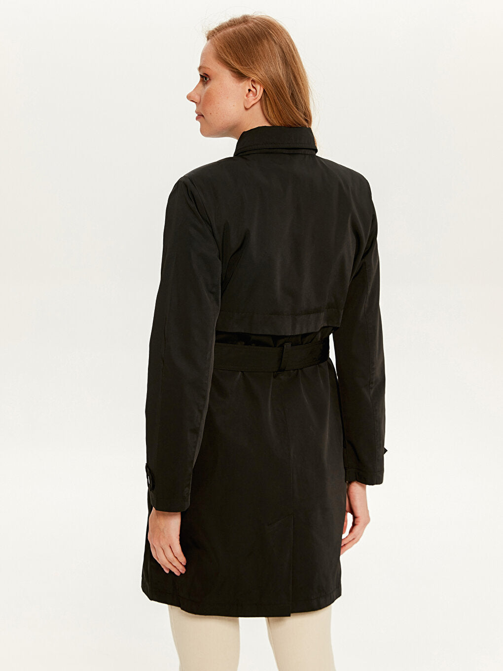 Shirt Collar Long Sleeve Women's Trench Coat