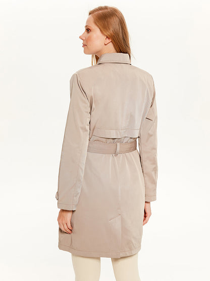 Shirt Collar Long Sleeve Women's Trench Coat