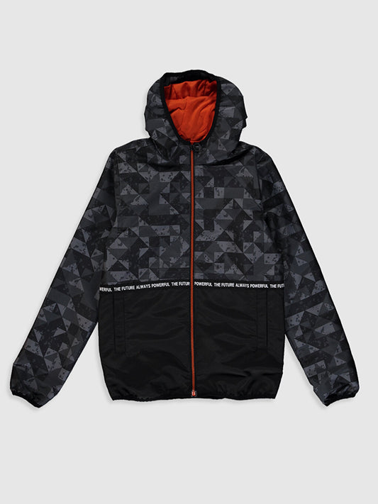 Hooded Patterned Boy's Raincoat