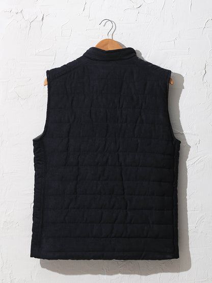 Slim Fit Stand-up Collar Suede Vest