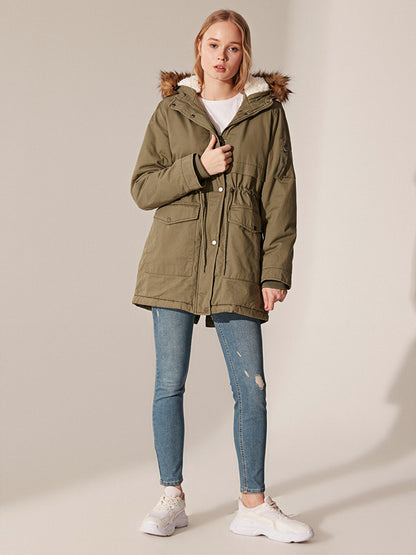 Hooded Plain Long Sleeve Thick Women's Parka