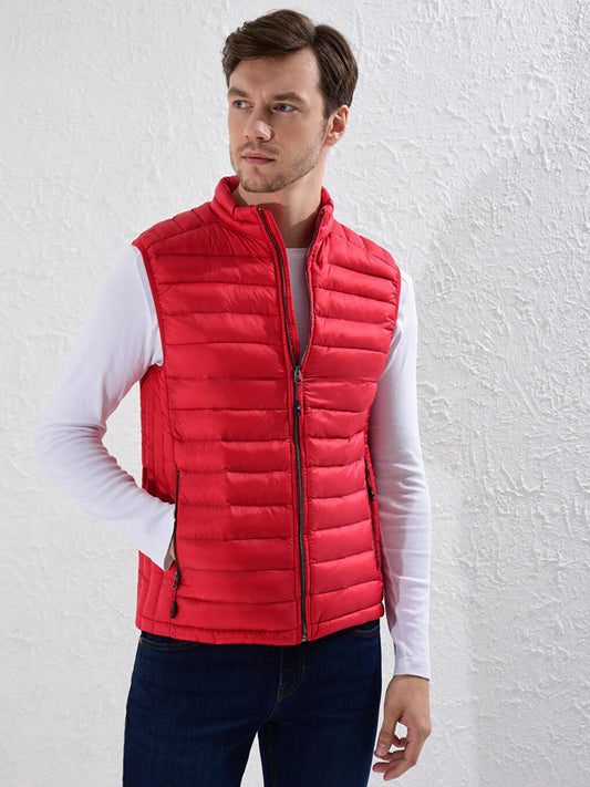 Regular Fit High Collar Puffer Vest