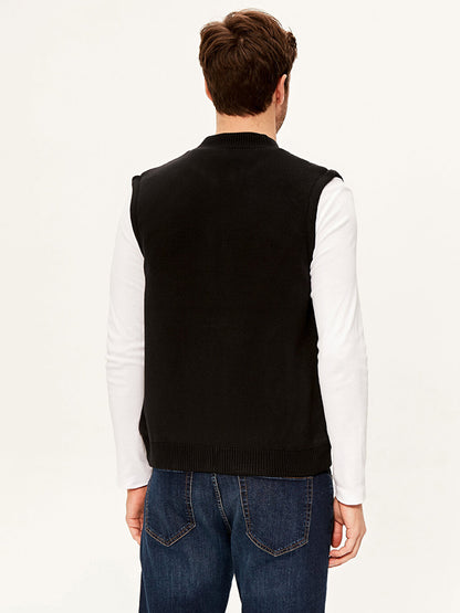 College Collar Quilted Knitwear Vest