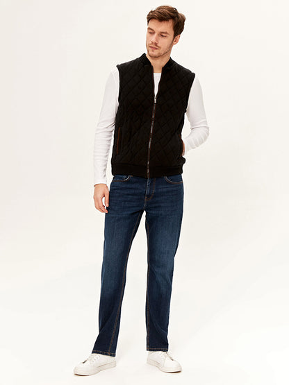 College Collar Quilted Knitwear Vest