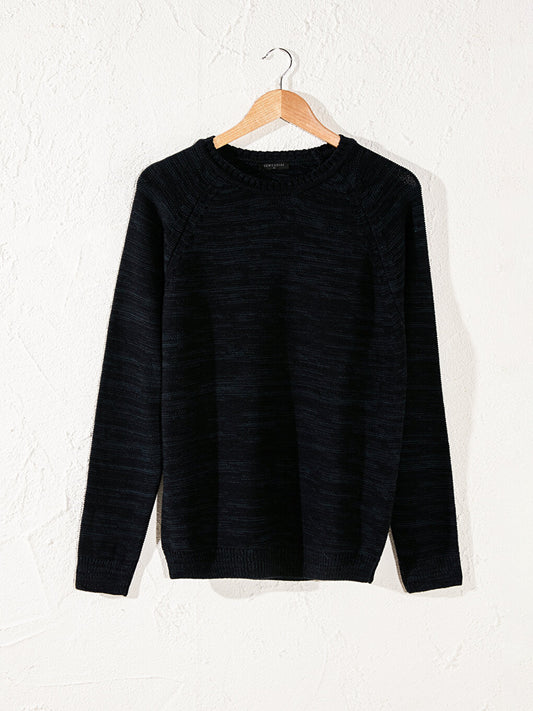 Crew Neck Acrylic Knitwear Sweater