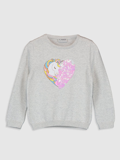 Girl's Printed Fine Knitwear Sweater