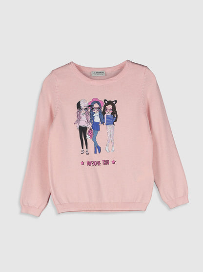 Crew Neck Long Sleeve Girl's Sweater