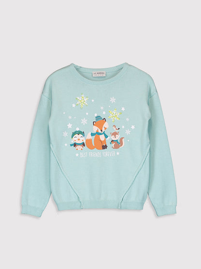 Girl's Patterned Fine Knitwear Sweater