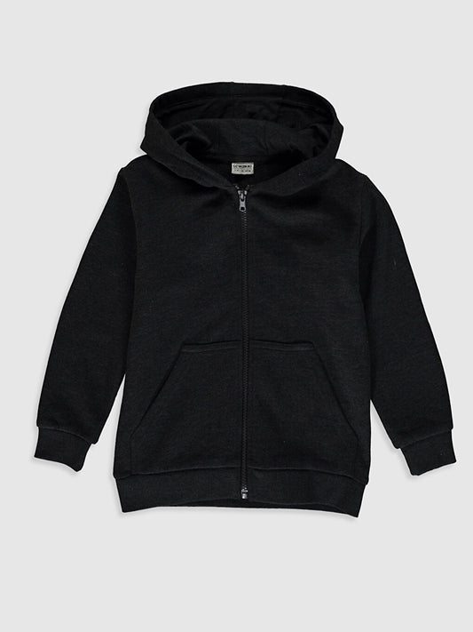 Boy's Zippered Hooded Sweatshirt