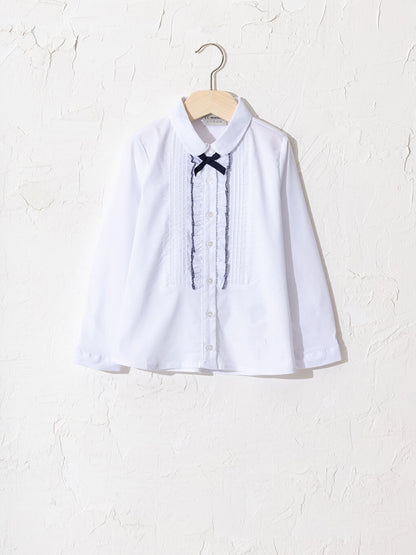 Girl's Ruffle Detailed Poplin Shirt