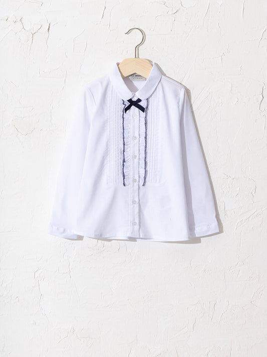 Girl's Ruffle Detailed Poplin Shirt