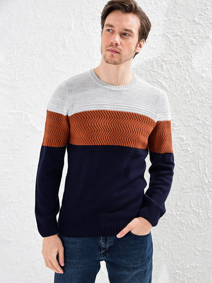 Crew Neck Acrylic Knitwear Sweater