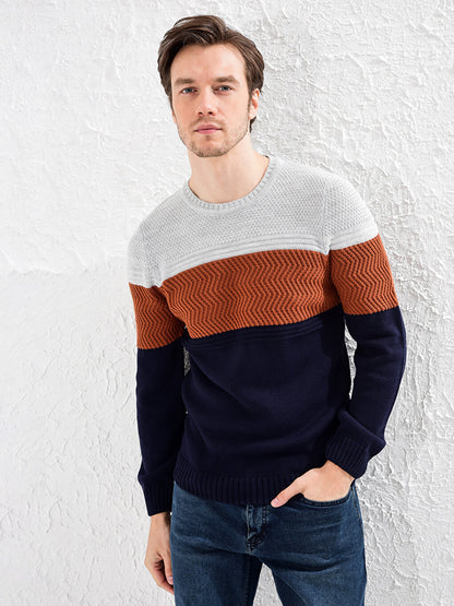 Crew Neck Acrylic Knitwear Sweater