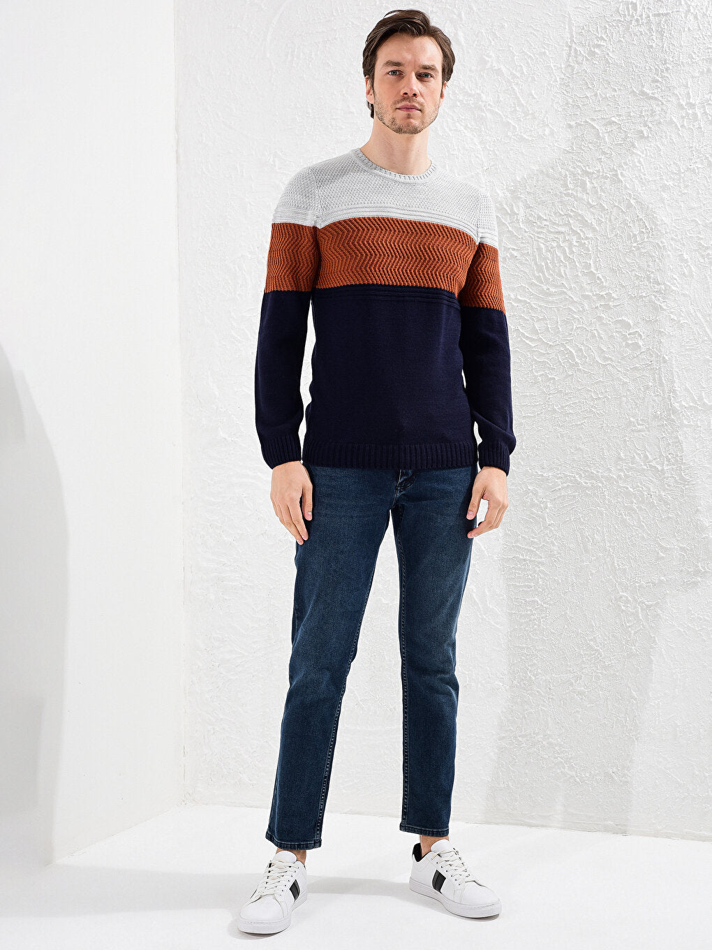 Crew Neck Acrylic Knitwear Sweater