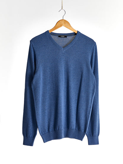 V-Neck Long Sleeve Basic Men's Knitwear Sweater