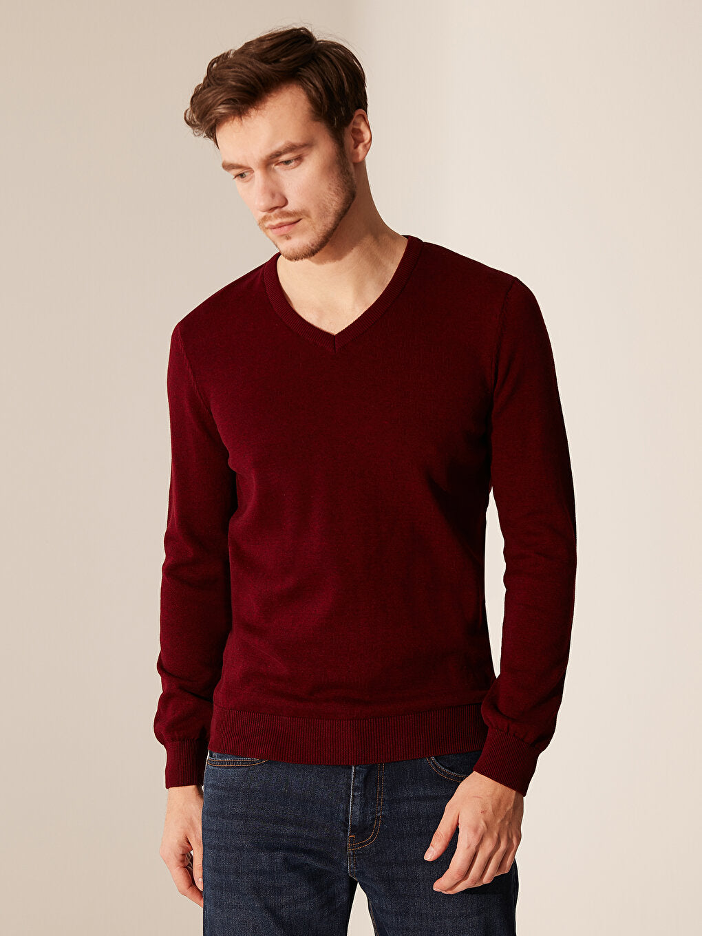 V-Neck Basic Knitwear Sweater