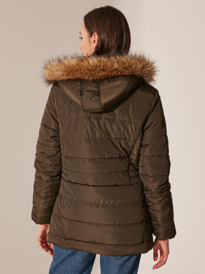 Hooded Long Sleeve Women's Puffer Coat