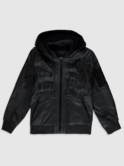 Hooded Leather Look Boy's Coat