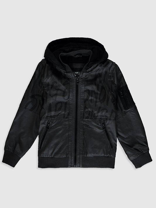 Hooded Leather Look Boy's Coat