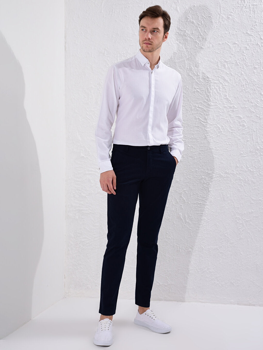 Slim Fit Gabardine Chino Trousers