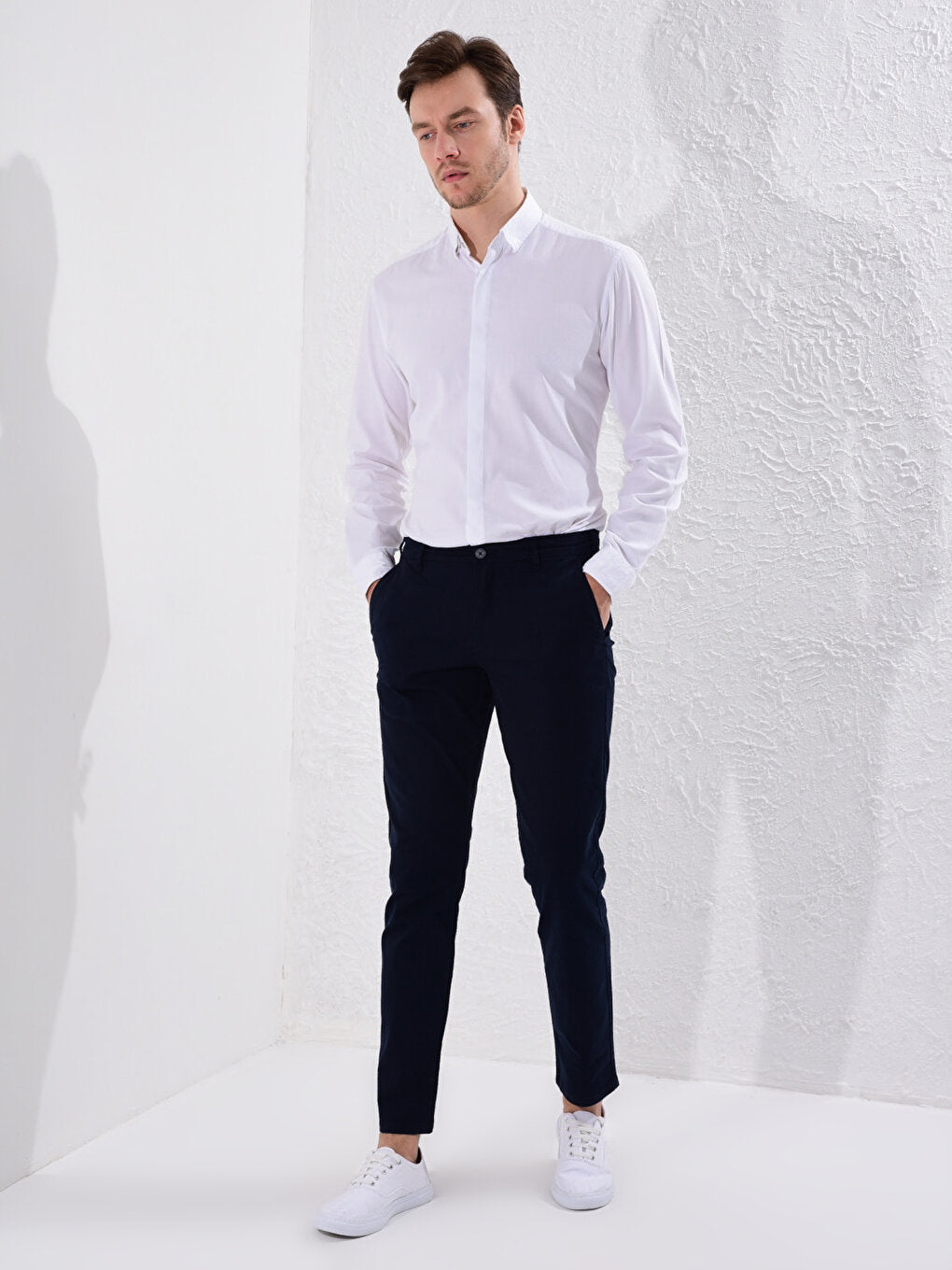 Slim Fit Gabardine Chino Trousers