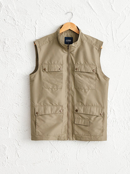 High Collar Zippered Vest