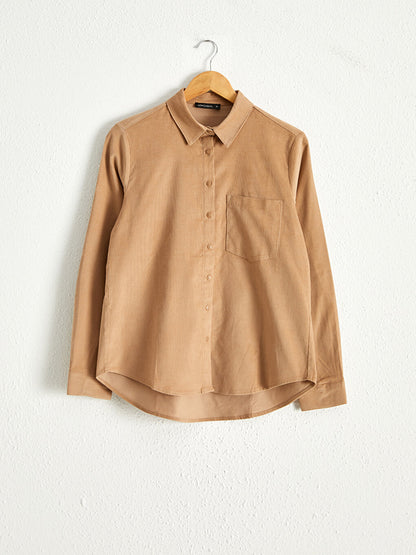 Cotton Velvet Shirt with Pocket Detail