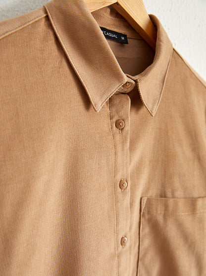 Cotton Velvet Shirt with Pocket Detail