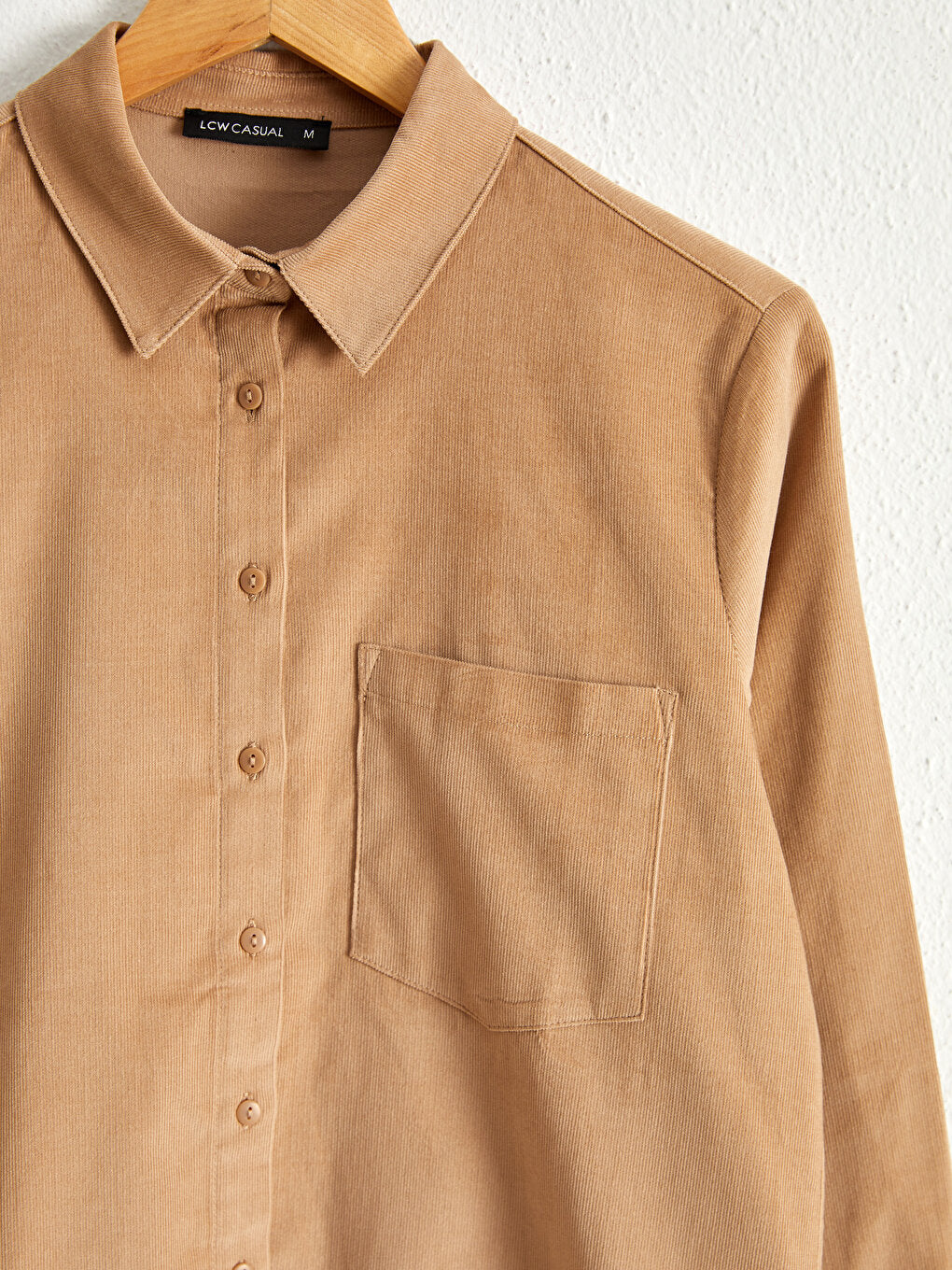 Cotton Velvet Shirt with Pocket Detail